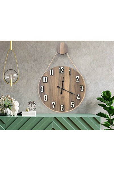 Genel Markalar Gold Renk, Halatlı Dekoratif Ahşap,saat, Duvar Saat,duvar Saati,ahşap Saat,saat,wall Clock
