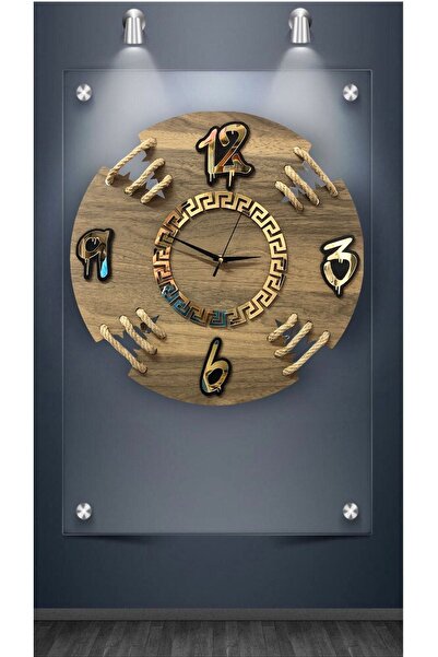 Genel Markalar Halatlı Modern Tasarım Ahşap Duvar Saati,duvar Saati,ahşap Saat,wall Clock,saat,wall Decor