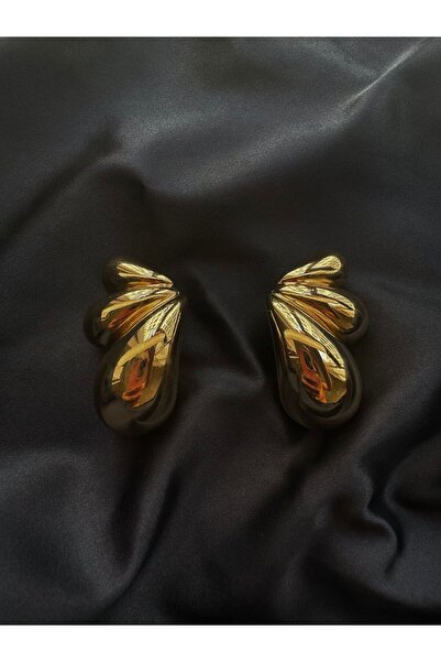 MOD10 Helen Jewely Çoklu Damla Triple Marka Çelik Küpe Gold Renk