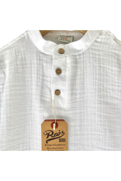 rois kids Organic Hakim Yaka Müslin Gömlek Beyaz Renk