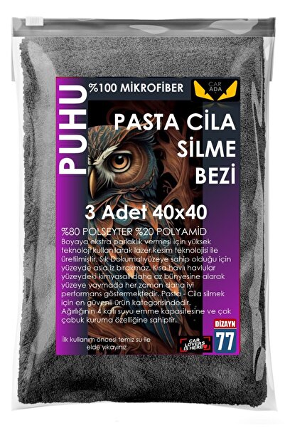 CarAda Puhu® 3 Adet Pasta-cila Uygulama Ve Silme Mikrofiber Bez 40x40 Cm