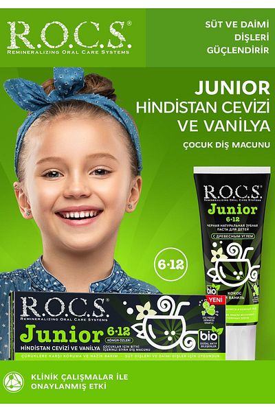 R.O.C.S. Junior 6 12 Years Fluoride-Free Toothpaste with Coconut and Vanilla Taste 74g