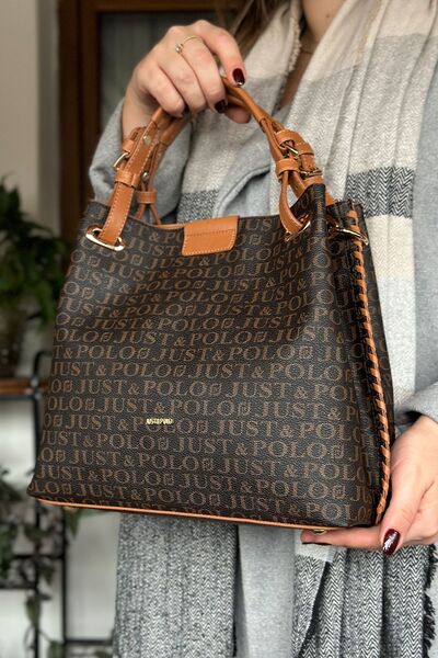 Just Polo El Yapımı Büyük Boy 5 Bölmeli Örgülü Salaş Model Kadın Omuz Çantası