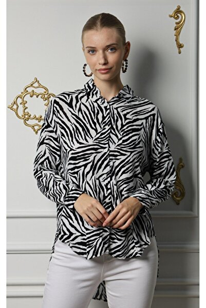 BUUFUU Cămașă de damă din viscoză imprimată - mânecă lungă