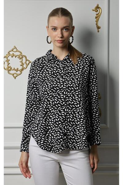 BUUFUU Μακρυμάνικο εμπριμέ γυναικείο πουκάμισο βισκόζης