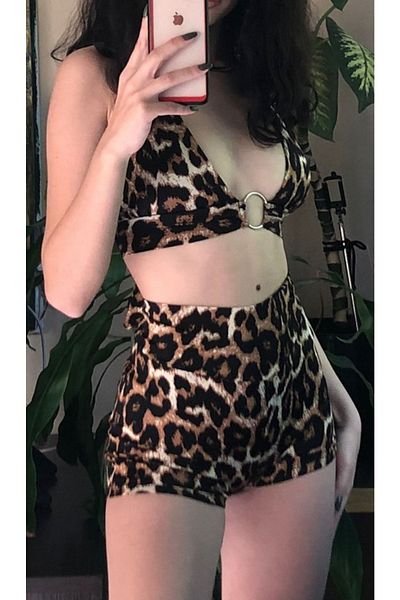 Rosy Live in style Set de pantaloni scurți Leopard Ugen Bustier Compression Bow