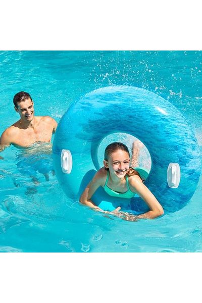 Intex Colorful Inflatable Sea Ring - 114 cm, Handle and Wave Pattern Bagel