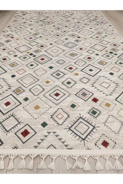 AVEN HOME Püsküllü Kaymaz Taban Halı - Yolluk Koridor Mutfak Halısı Makinede Yıkanabilir