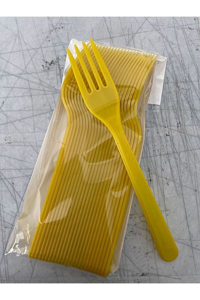 AKTEZ-EL Yellow Luxury Plastic Fork 100 Pieces