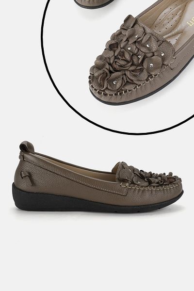 TUNAELLİ Balerini din piele de damă Mink Color - Pantofi casual naturali autentici