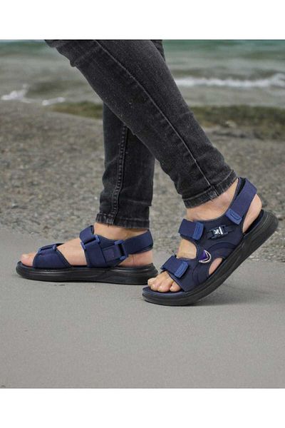 ZİRVE MAĞAZA Foxter Anatomically Stitched Men's Sandals - Blue Sport