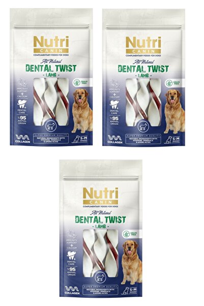 Nutri Canin Dental Twist Kuzu Etli S-M Irk İçin Köpek Kemik Ödülü 80 Gr. X 3 ...