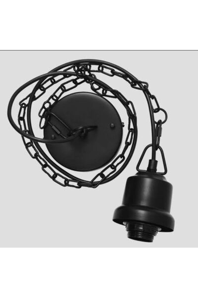 ASR Metal Zincirli Siyah Sarkıt E27 Duy Seti