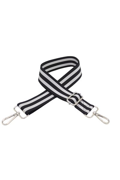 Anatolia Adjustable Polyester Bag - Black and White Striped, Strap (4cm X120Cm)