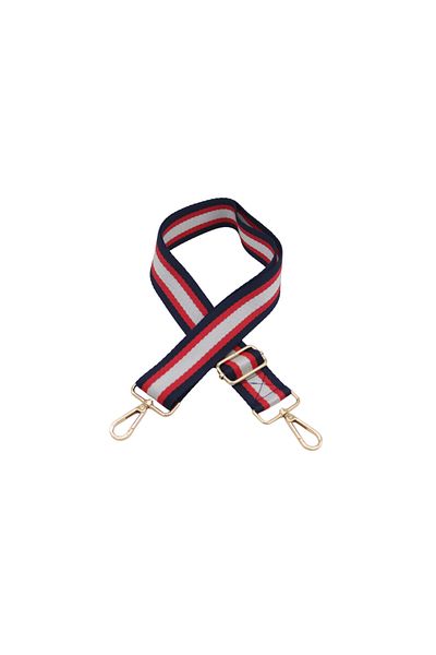 Anatolia Τσάντα με ρυθμιζόμενο λουράκι με ρίγες Navy Blue-Red-Silver (4cm x 120cm)