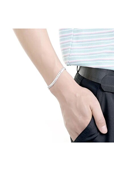 canaygun Unisex Gümüş Kolye Ve Bileklik 5 Mm