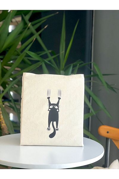 bezçantadünyası Raw Cloth Naughty Cat Shoulder Bag