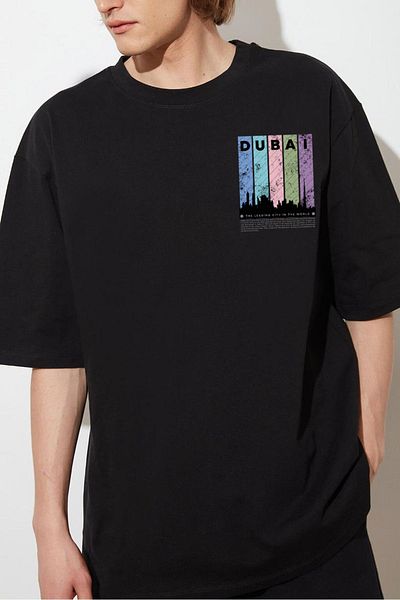 DEEPSENCE Ανδρικό βαμβακερό μπλουζάκι Oversize - Loose Fit, Basic Printed