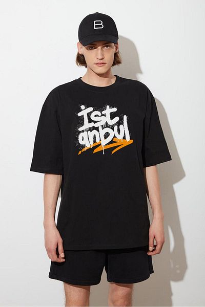 DEEPSENCE Ανδρικό βαμβακερό μπλουζάκι Oversize - Loose Fit, Basic Printed