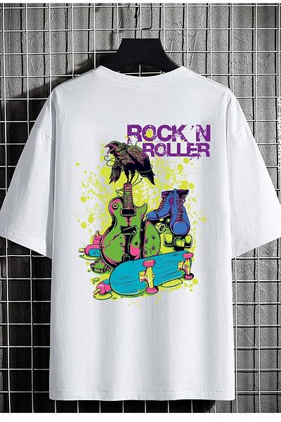 DEEPSENCE Μπλουζάκι Rock'n Roller Printed White Oversize - Ανδρικό