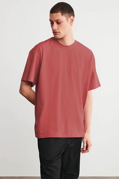 DEEPSENCE Ανδρικό Oversize Βαμβακερό καλοκαιρινό μπλουζάκι - Crew Neck, Unprinted