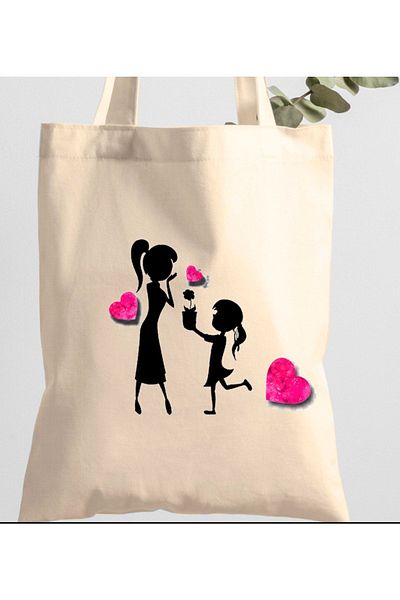 bezçantadünyası Mother's Day Printed - 3 Raw Cloth Bags