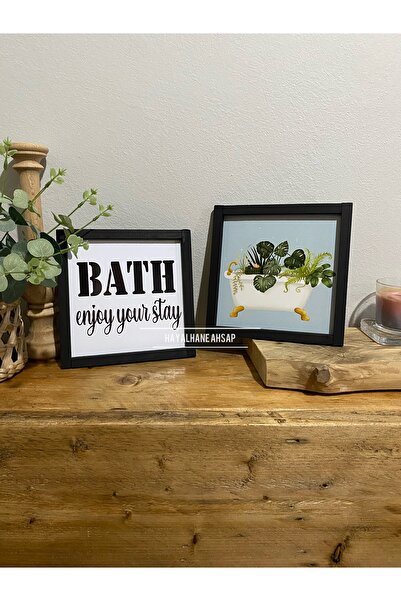 HAYALHANE AHŞAP Banyo Tablo / Bathroom Tablo / Banyo Aksesuar Tablo Seti