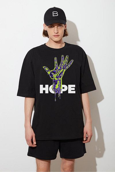 DEEPSENCE Ανδρικό βαμβακερό μπλουζάκι Oversize - Loose Fit, Basic Printed