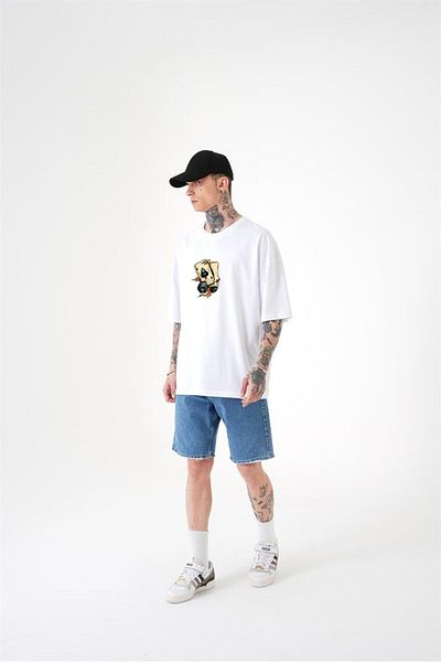 DEEPSENCE Ανδρικό βαμβακερό μπλουζάκι Oversize - Loose Fit, Basic Printed