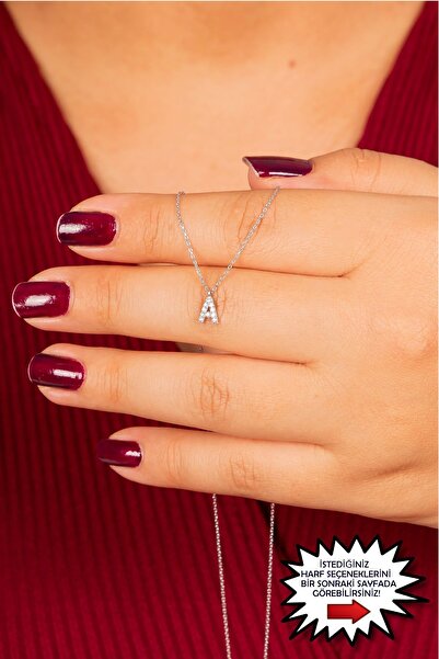 klas gümüş Gümüş Minimal Harf Kadın Kolye