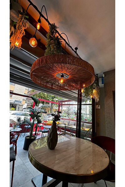 MDZN Hasır Avize 65x65cm Bohem Avize Jüt Avize Oda Mutfak Salon Avize Kafe Restoran Avize