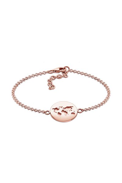 ELLI Armband aus 925er Silber – Weltkugel Plättchen Anhänger, Reisen