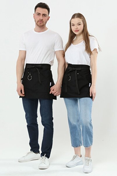 Monki Haus مريلة مطبخ سوداء نصف مريلة مقاومة للماء لباريستا النادل بائع الزهور