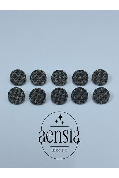 aensia Black Nickel Staple PatterneD TextureD Shirt Button - 1.14 Cm Pack of 10