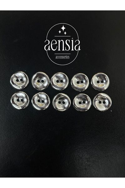 aensia metal Silver Button - CurveD anD PerforateD, 1.52 CM, Pack of 10