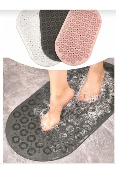 Panoramas Home Anthracite Massage Bath and Shower Anti-Slip Body Back Foot Mat Vacuum Bathtub Tile Massage Mat