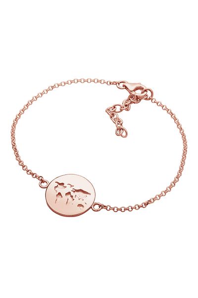 ELLI Armband aus 925er Silber – Weltkugel Plättchen Anhänger, Reisen