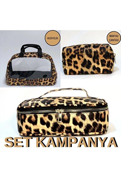Maykis طقم بدلة نسائية بطبعة جلد الفهد - حقيبة العناية الشخصية والهدايا ومستحضرات التجميل والمكياج