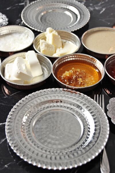 GÜR BAKIR Bakır Kahvaltı Pasta Sunum Tabağı Kalaylı 2'li Set