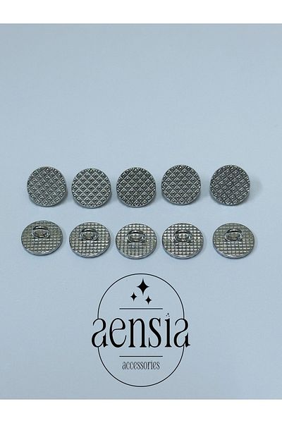 aensia Set of 10 Silver Staple PatterneD TextureD Metal Shirt Buttons - 1.14 Cm