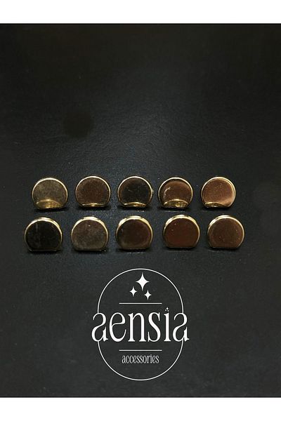 aensia Six GolD metal Shirt Buttons - Semicircle, 1.14 Cm, Pack of 10