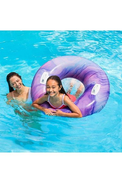 Intex Purple Wave Pattern Colored Inflatable Bagel - Sea Ring with Handle 114 cm