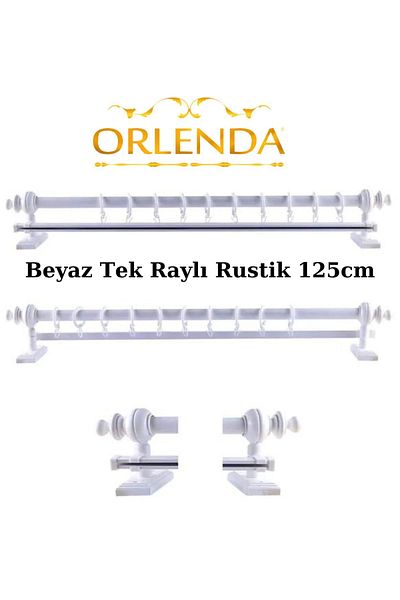 Orlenda White Wooden Rustic Curtain Hanger - Rustic Pipe with Rail 125 Cm