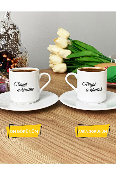 Hedizu Kişiye Özel İsim Soyisim Yazılı Türk Kahvesi Fincanı Beyaz İsme Özel H...