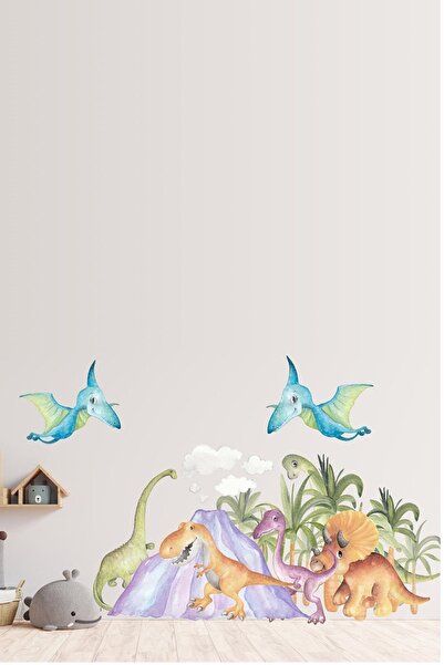 Kt Grup Dinoların Dünyası Pastel Renk Çocuk Ve Bebek Odası Duvar Sticker Seti