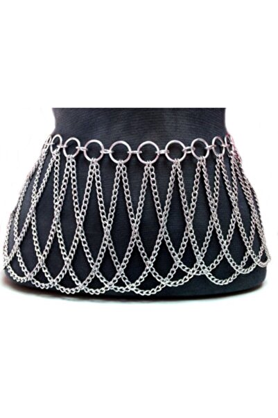 Nishstyle Gümüş Renk Ring Model Zincir Kemer