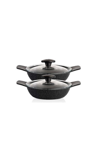 ThermoAD 2 Piece Casserole and Pan Set with Granite Cast Lid / Gray