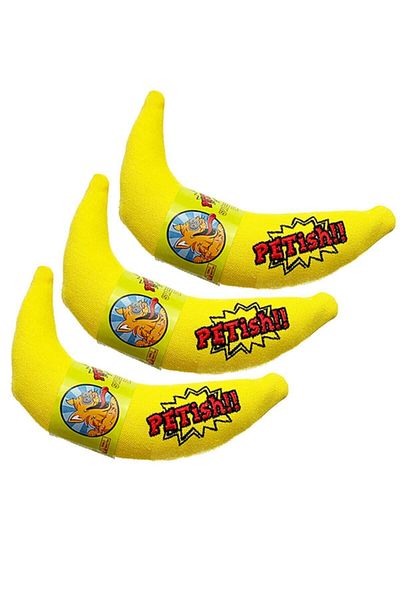 Petish 3-Piece Yellow Banana Rattle Cat Herb Cat Toy