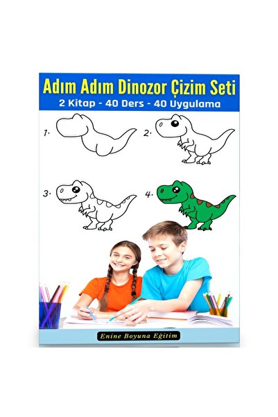 Enine Boyuna Eğitim مجموعة رسم الديناصورات خطوة بخطوة (كتابان)