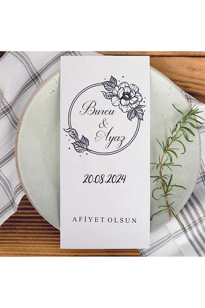 Gizem Graphic Pack of 50 Printed Promise, Engagement and Wedding Napkins